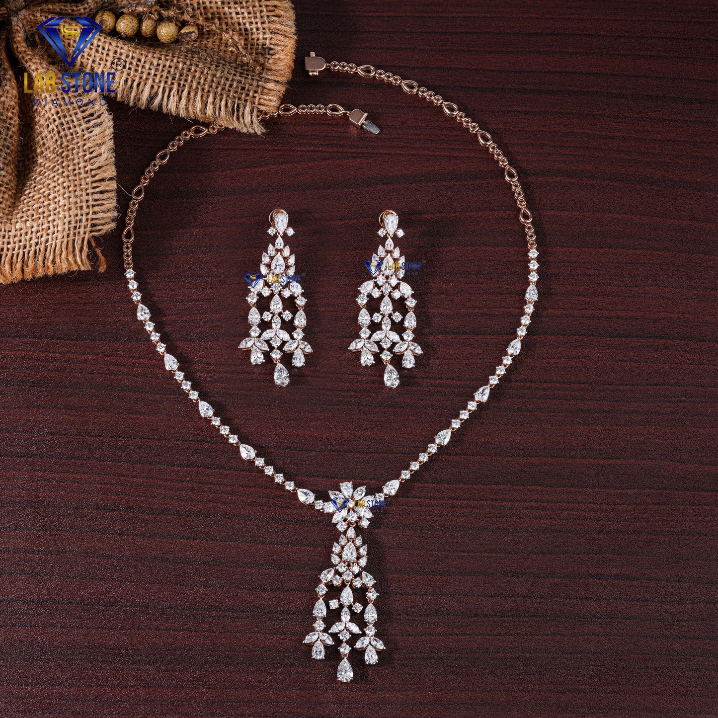 21.72 TDW Pear, Round & Marquise Cut Diamond Charm Necklace