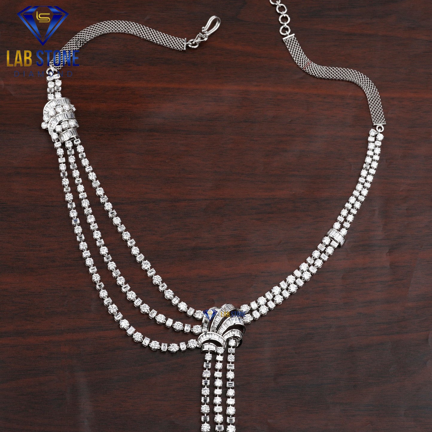 36.35 TDW Emerald, Baguette & Round Cut Diamond Charm Necklace