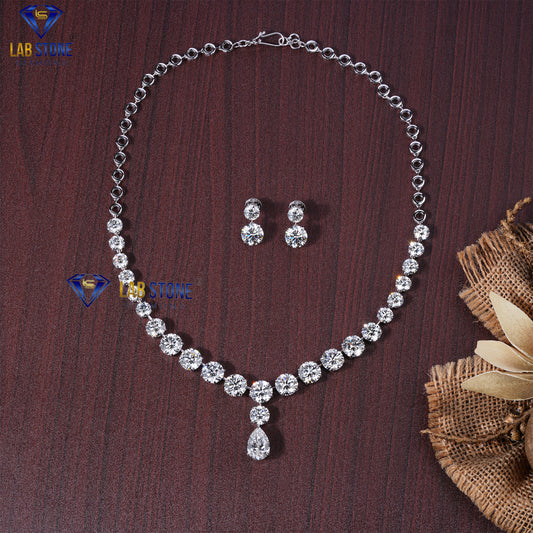 57.40 TDW Pear & Round Cut Diamond Women’s Charm Necklace