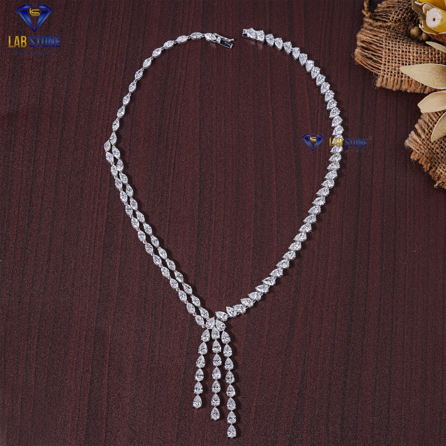 19.22 TDW Pear & Marquise Cut Diamond Women's Charm Necklace