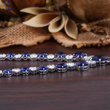 42.61 TDW Pear Cut Diamond & Sapphire Gemstone Charm Necklace