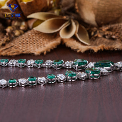 43.00 TDW Pear & Emerald Gemstone Cut Diamond Women’s Charm Necklace