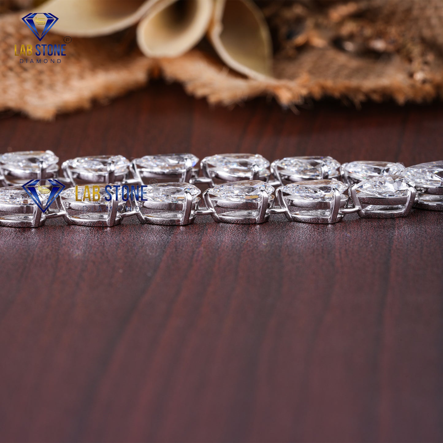 34.63 TDW Pear Cut Diamond White Gold Charm Necklace