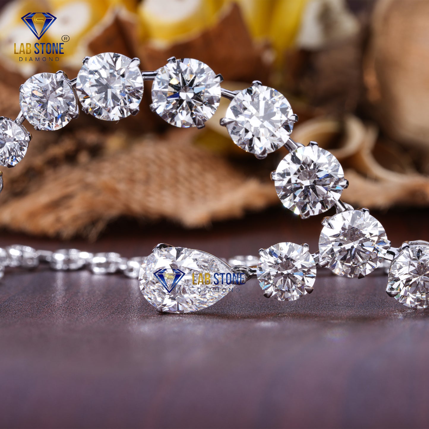 57.40 TDW Pear & Round Cut Diamond Women’s Charm Necklace