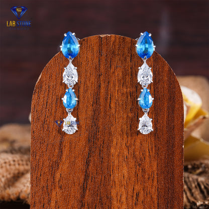 60.87 TDW Pear Cut Diamond & Sapphire Gemstone Charm Necklace