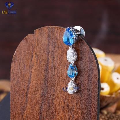 60.87 TDW Pear Cut Diamond & Sapphire Gemstone Charm Necklace