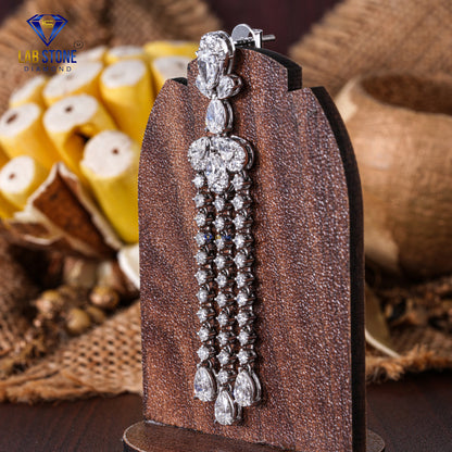 16.63 TDW Pear & Round Diamond Charm Necklace