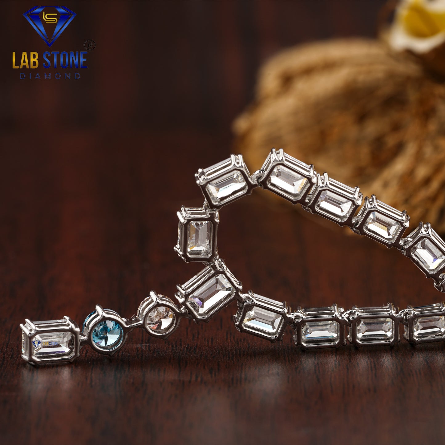 20.23 TDW Emerald & Fancy Blue Round And Pink Round Cut Diamond Charm Necklace