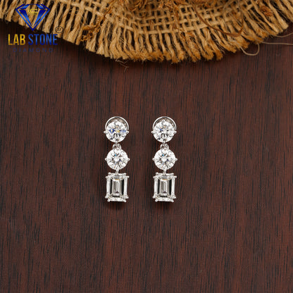 20.23 TDW Emerald & Fancy Blue Round And Pink Round Cut Diamond Charm Necklace