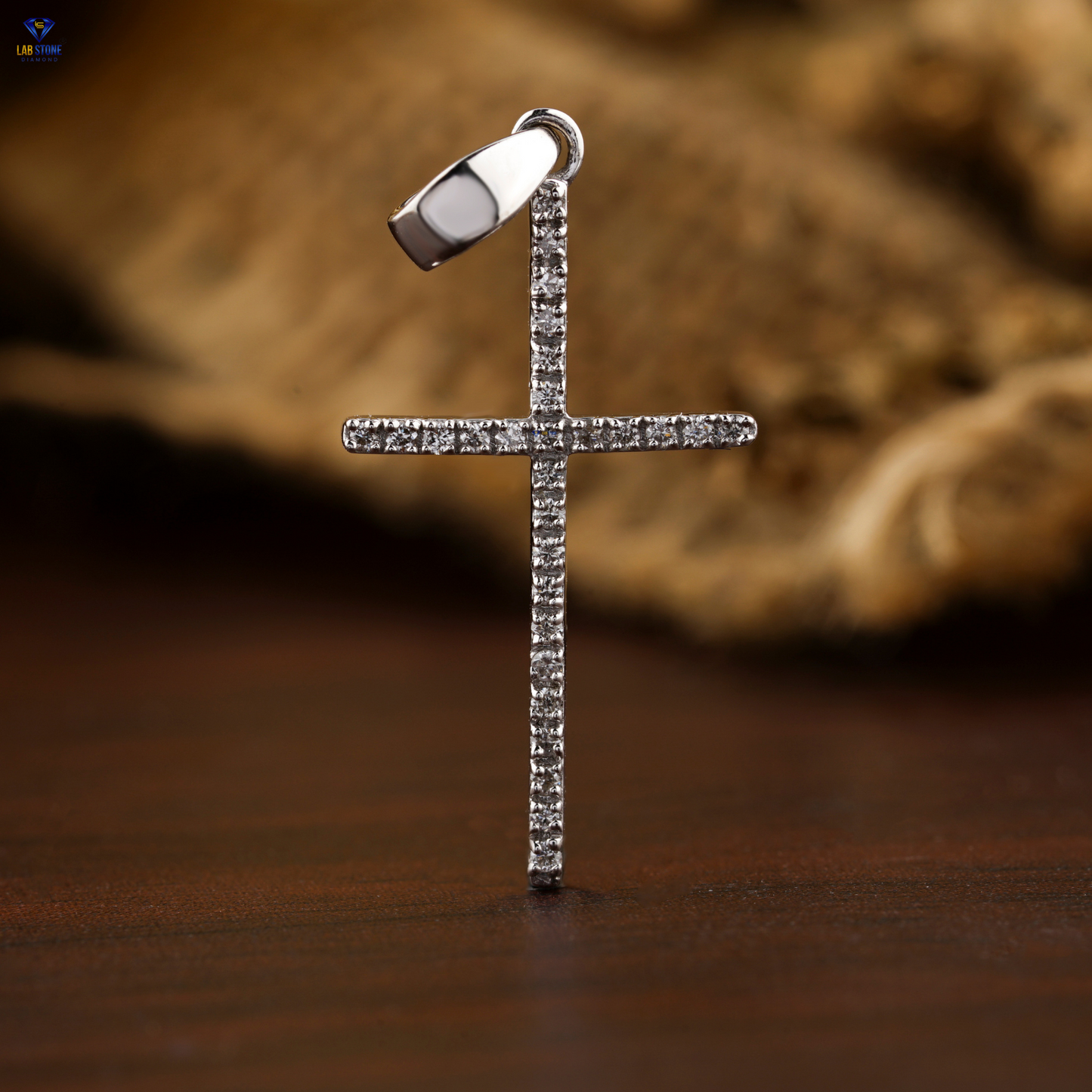 0.07 TDW Round Cut Diamond Cross Pendant
