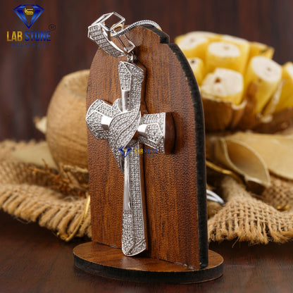 2.304 TDW Round Cut Diamond Cross Pendant with Chain