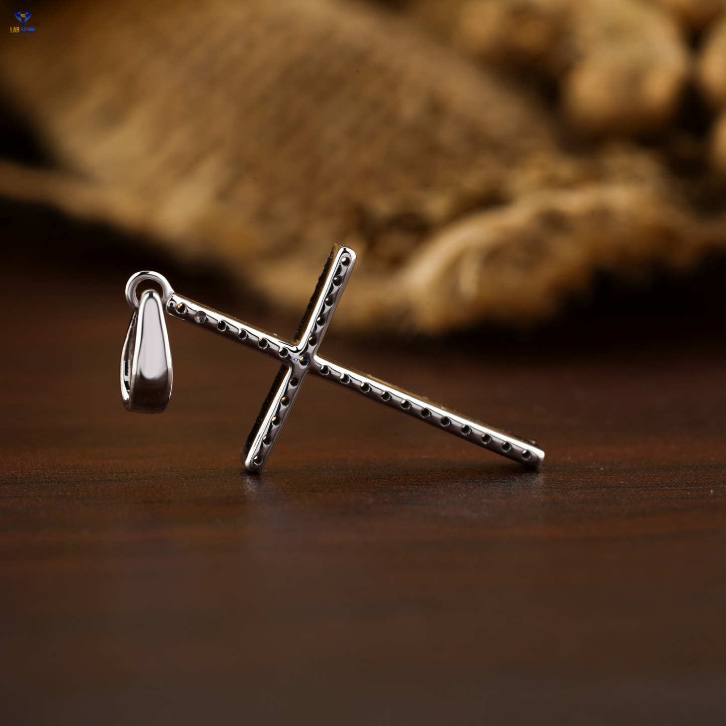 0.07 TDW Round Cut Diamond Cross Pendant