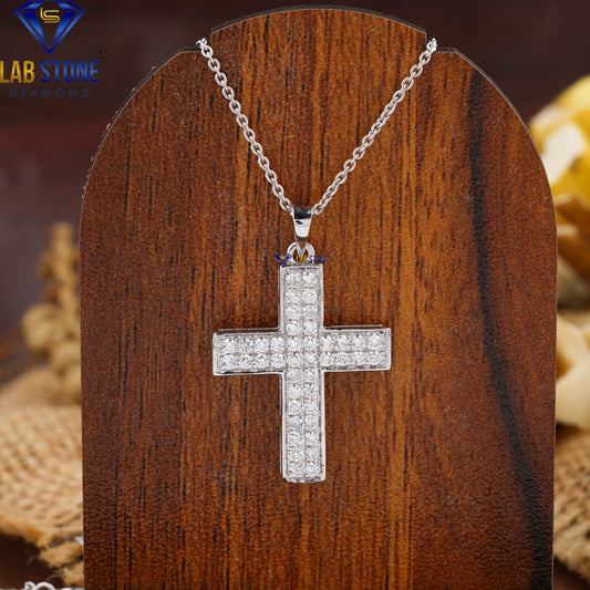 0.58 TDW Round Cut Diamond Cross Pendant with Chain