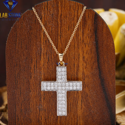 0.58 TDW Round Cut Diamond Cross Pendant with Chain