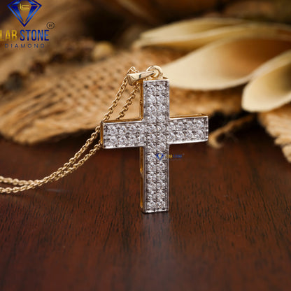 0.58 TDW Round Cut Diamond Cross Pendant with Chain