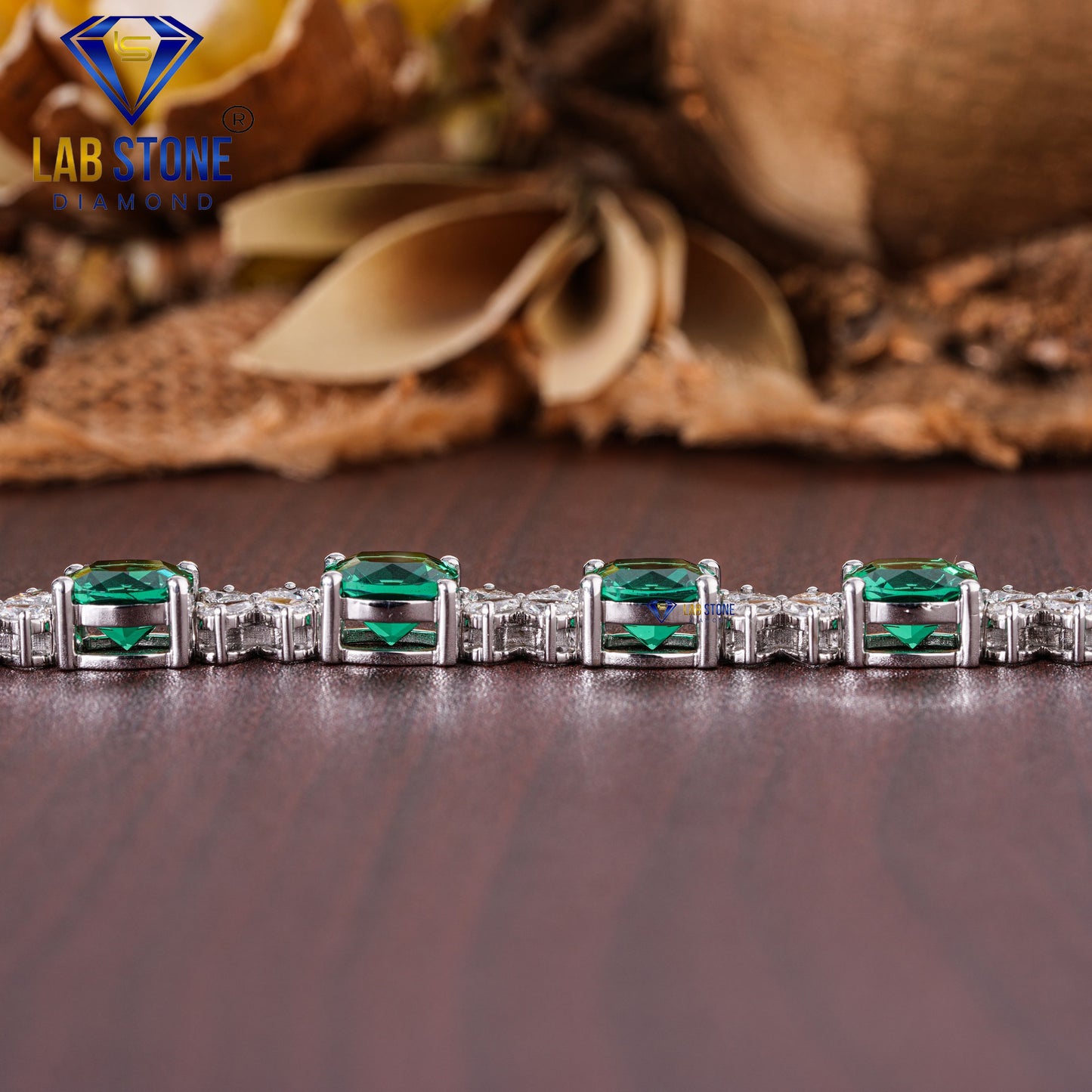 36.29 TDW Fancy Green Cushion Gemstone & Pear Cut Diamond Slider Bracelet