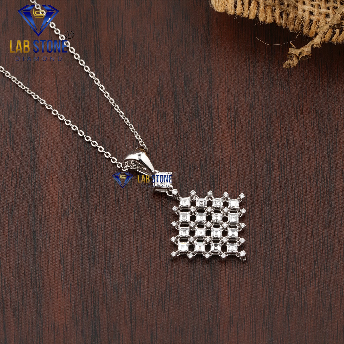 1.08 TDW Carré & Round Cut Diamond Custom Pendant with Chain