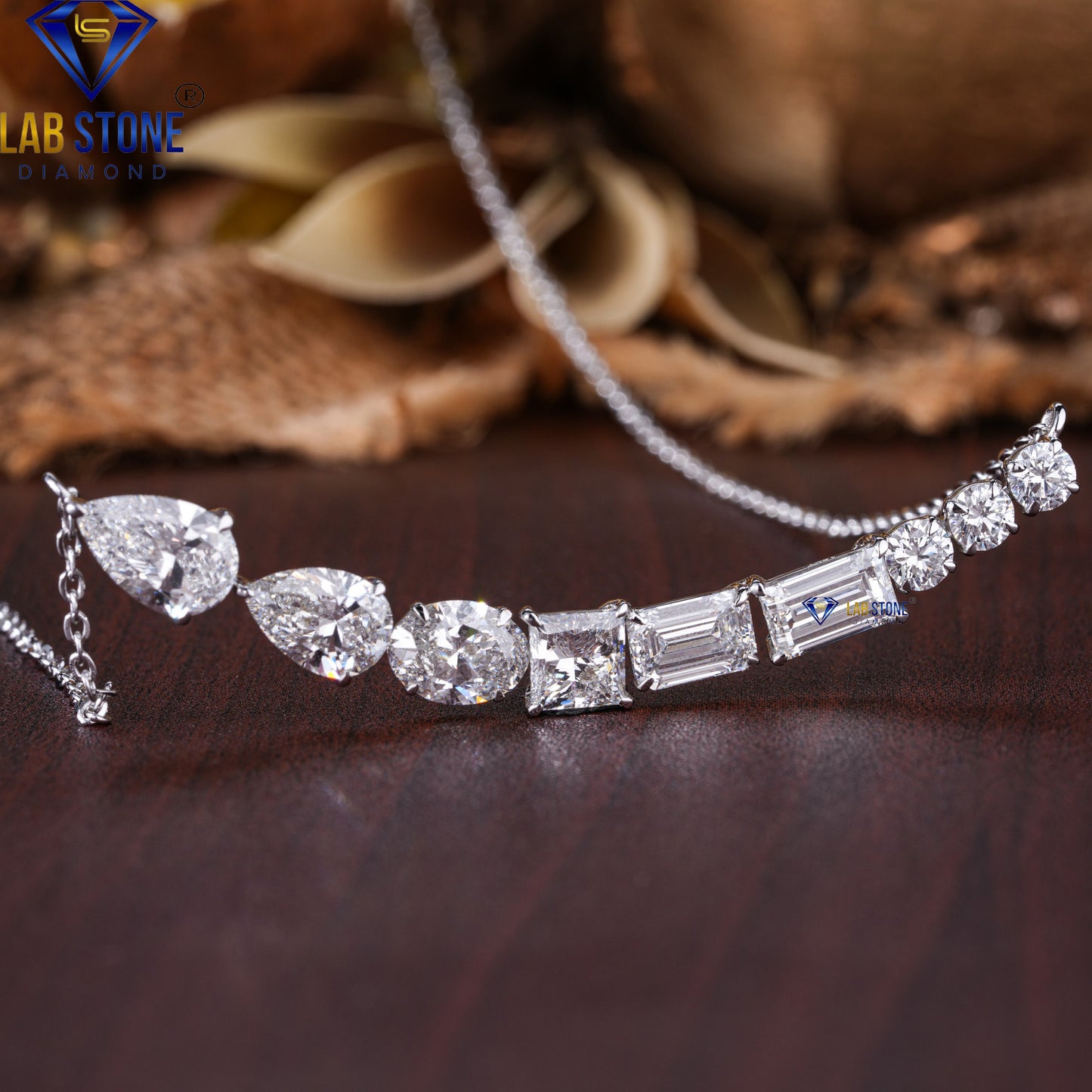 8.62 TDW Round, Pear, Oval, Emerald, Princess & Baguette Cut Diamond Custom Pendant with Chain