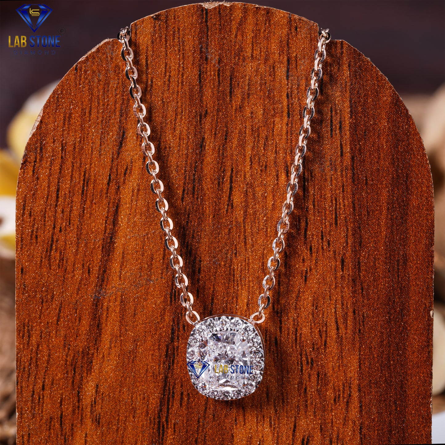 2.01 TDW Round & Cushion Cut Diamond Custom Pendant with Chain