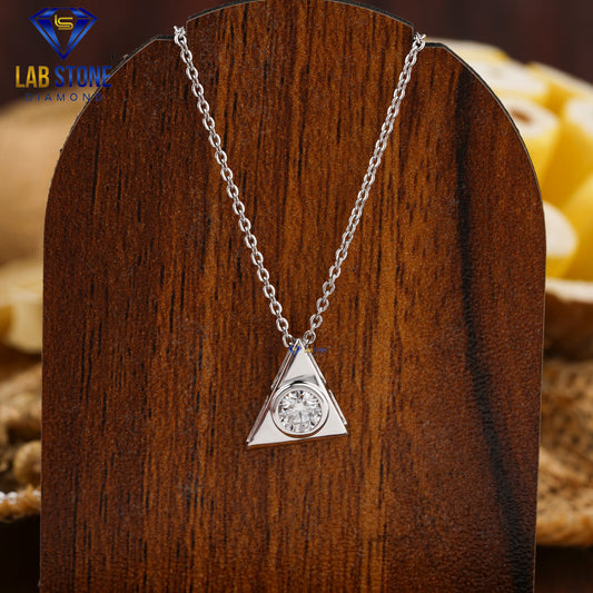 0.30 TDW Round Cut Diamond Solitaire Pendant with Chain