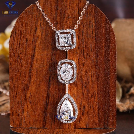 4.39 TDW Round, Pear, Oval & Princess Cut Diamond Custom Pendant with Chain