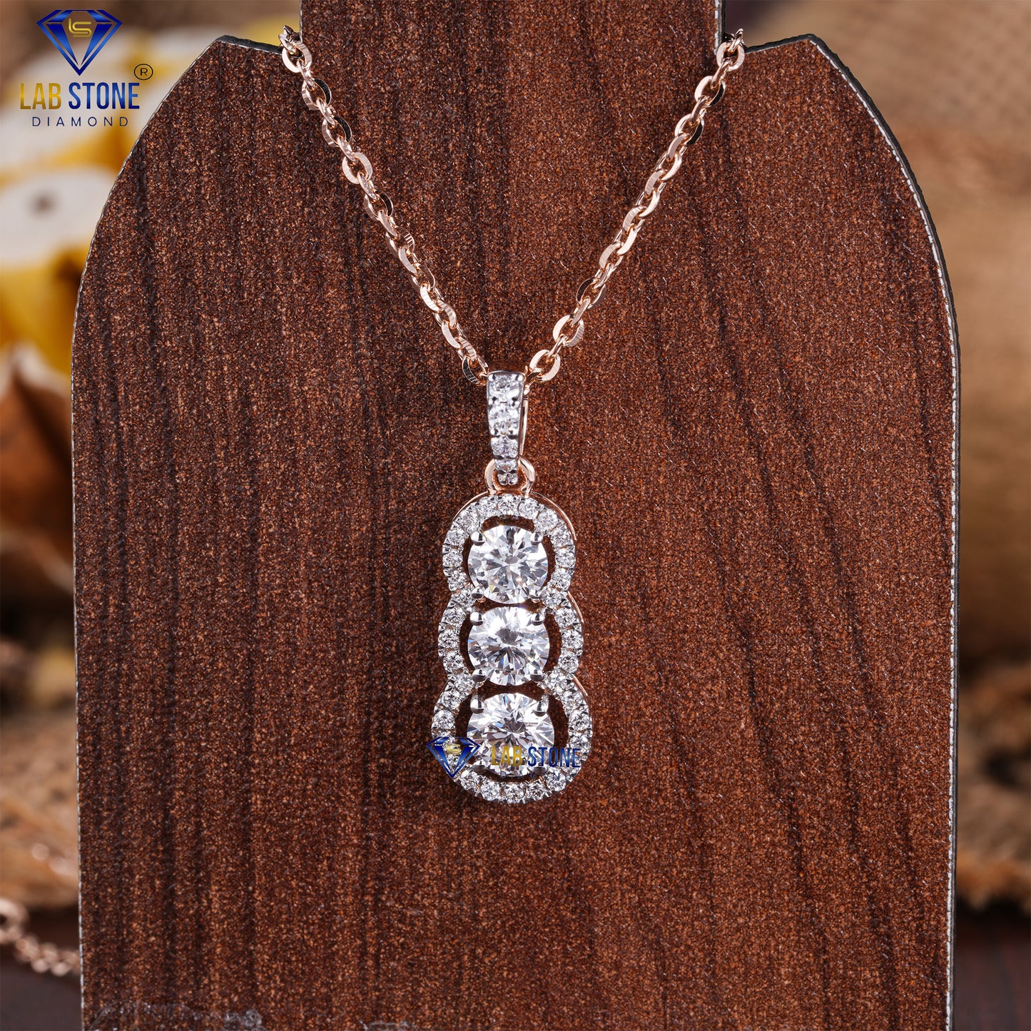 1.366 TDW Round Cut Diamond Custom Pendant with Chain
