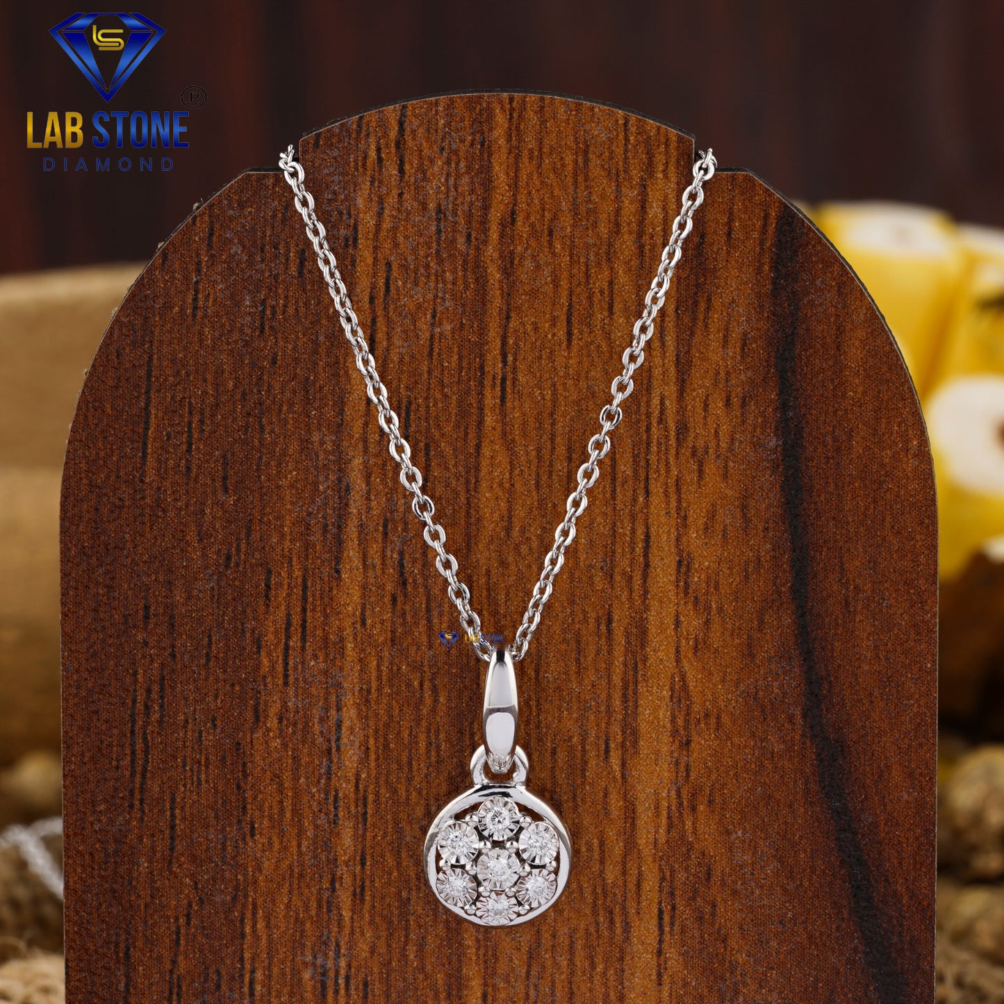 0.07 TDW Round Cut Diamond Custom Pendant with Chain