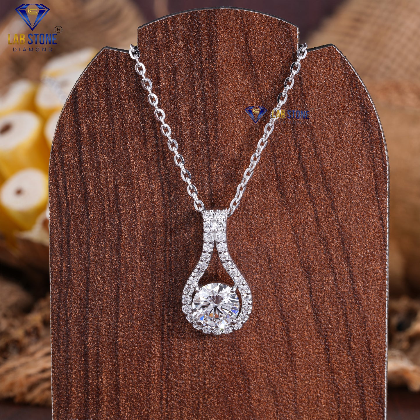 1.54 TDW Round Cut Diamond Custom Pendant with Chain