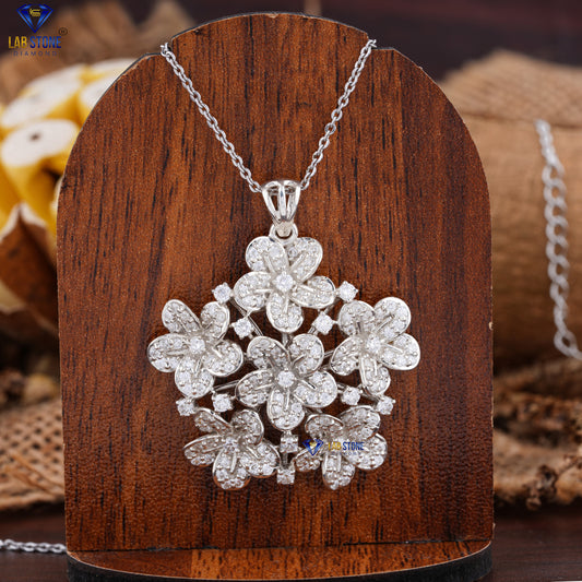 1.72 TDW Round Cut Diamond Custom Pendant with Chain