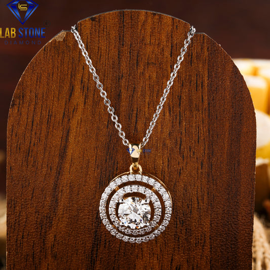 1.45 TDW Round Cut Diamond Pendant with Chain