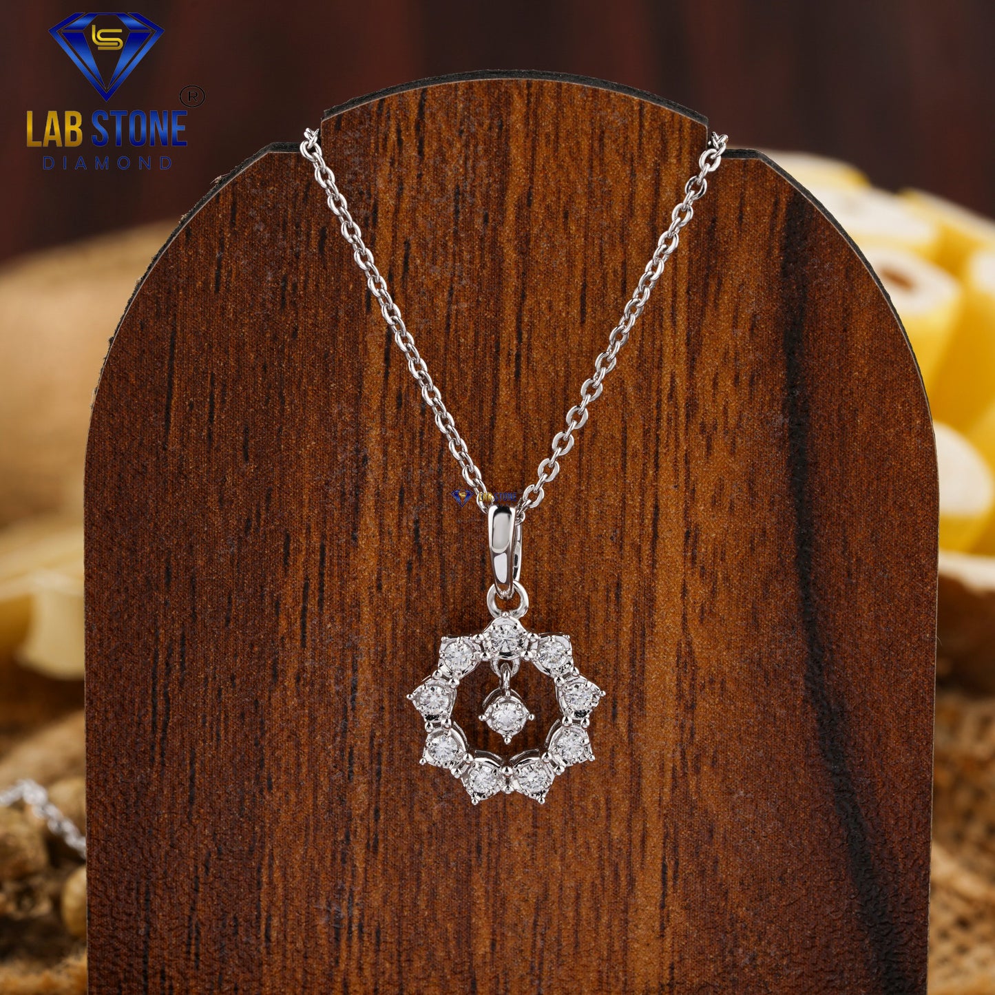 0.16 TDW Round Cut Diamond Custom Pendant with Chain
