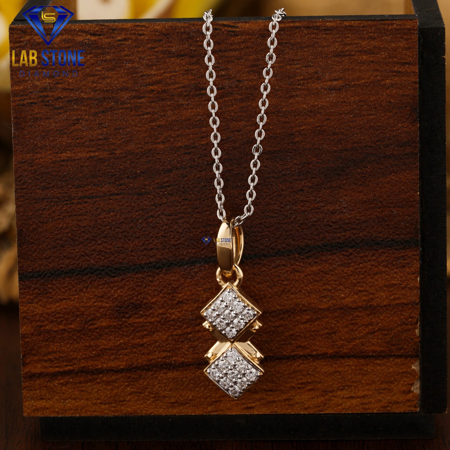 0.234 TDW Round Cut Diamond Custom Pendant with Chain