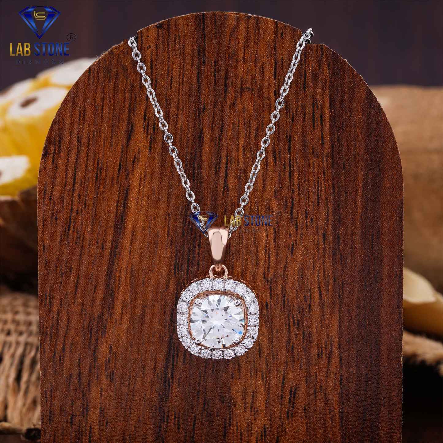 1.72 TDW Round Cut Diamond Custom Pendant with Chain
