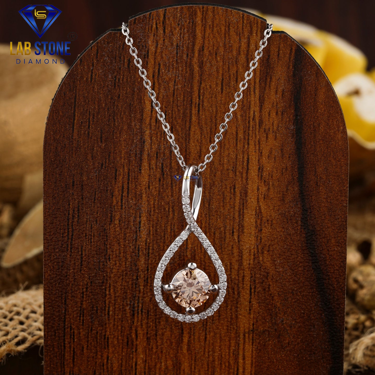 1.23 TDW Pink Round Diamond Custom Pendant with Chain