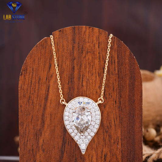 3.384 TDW Round & Pear Cut Diamond Custom Pendant