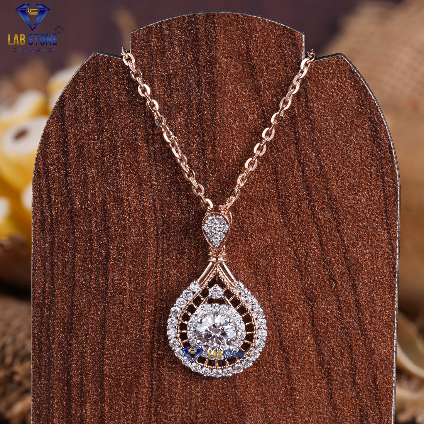 2.227 TDW Round Cut Diamond Custom Pendant with Chain