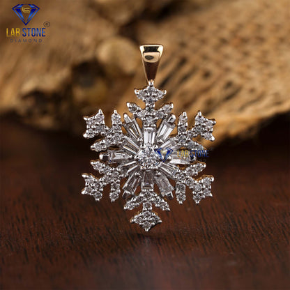 0.73 TDW Baguette & Round Cut Snowflake Diamond Custom Pendant