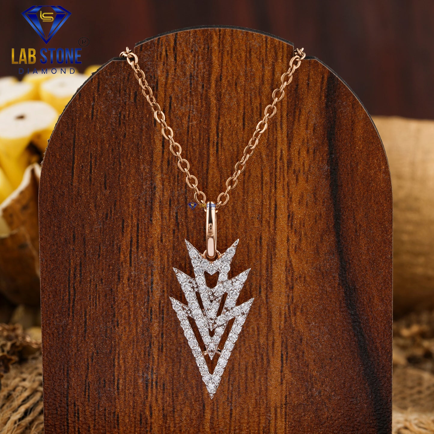 0.41 TDW Round Cut Diamond Custom Pendant with Chain