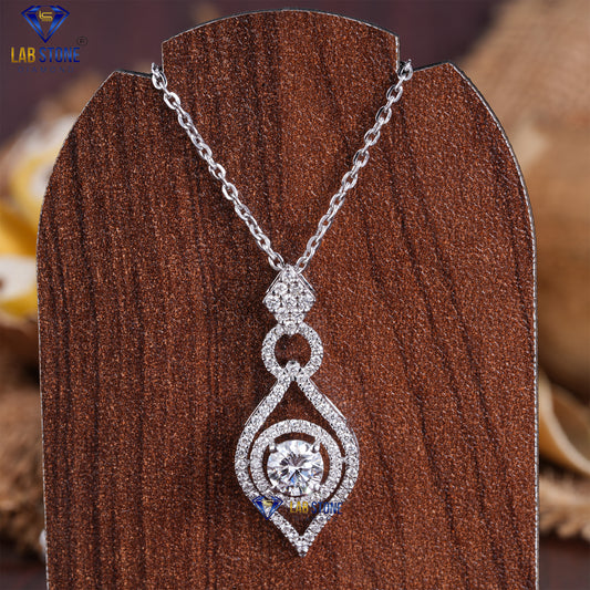 1.137 TDW Round Cut Diamond Custom Pendant with Chain