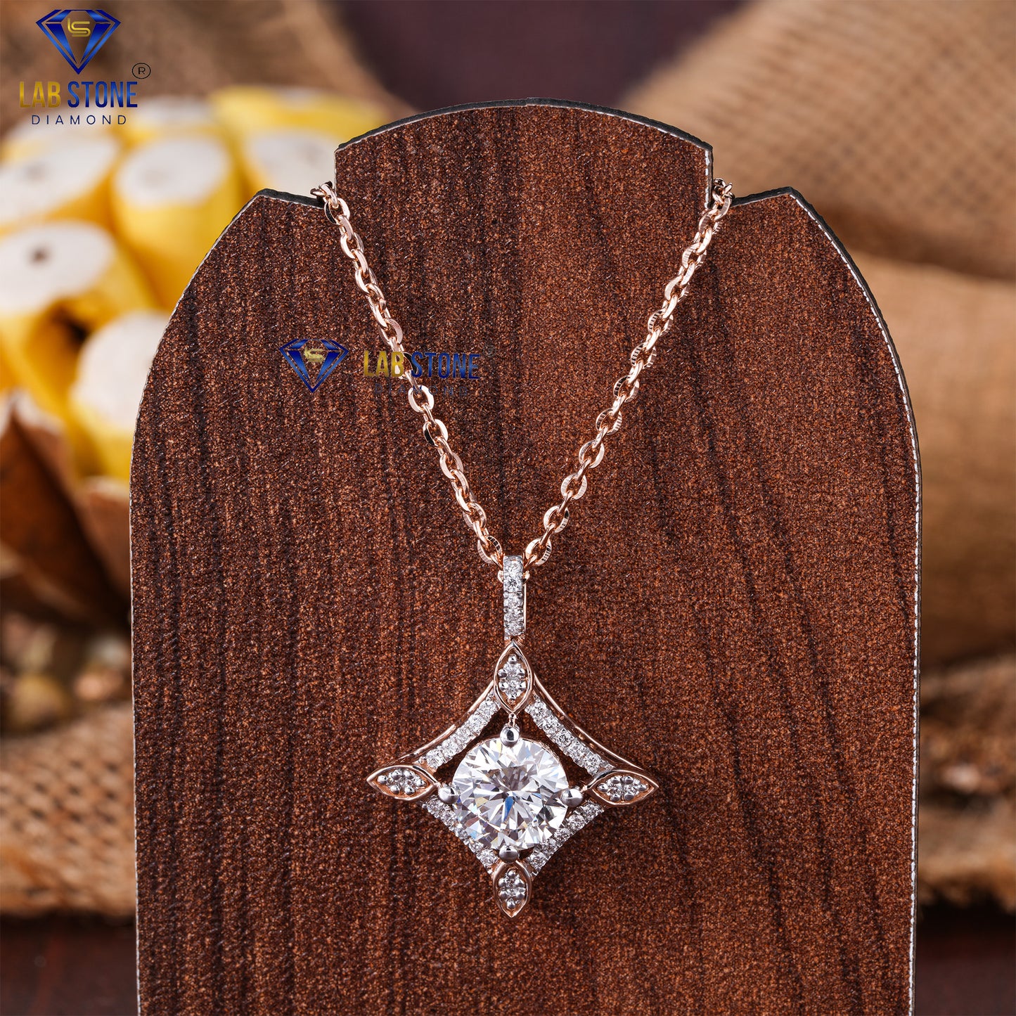 1.62 TDW Round Cut Diamond Custom Pendant with Chain