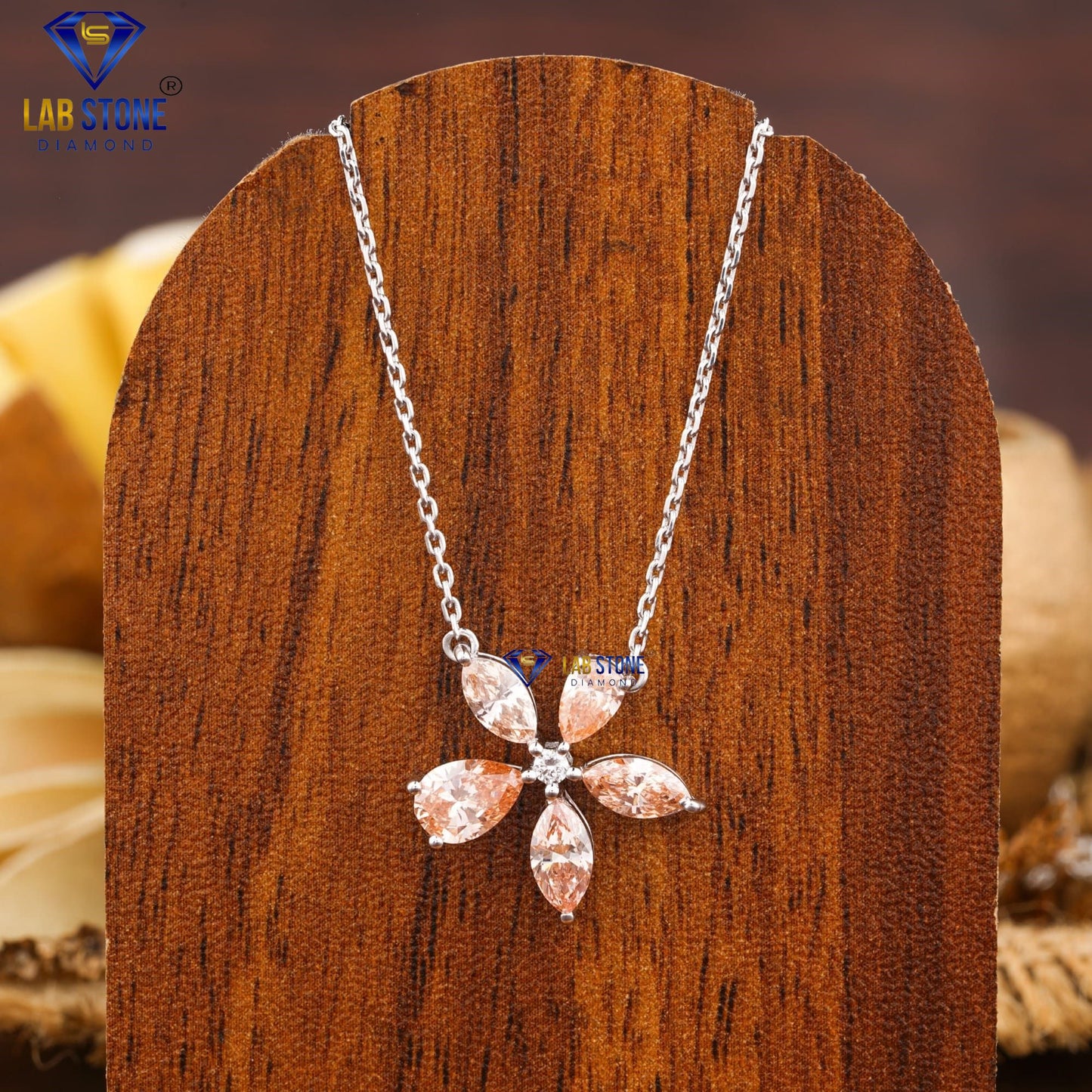 1.36 TDW Round Cut & Fancy Pink Pear & Marquise Diamond Custom Pendant with Chain