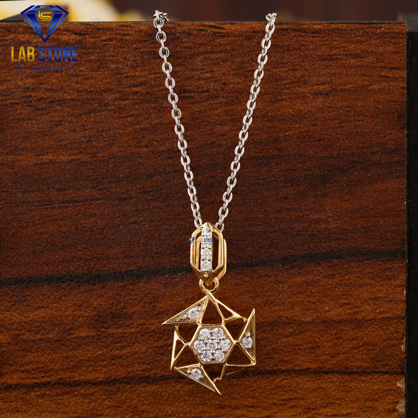 0.134 TDW Round Cut Diamond Custom Pendant with Chain