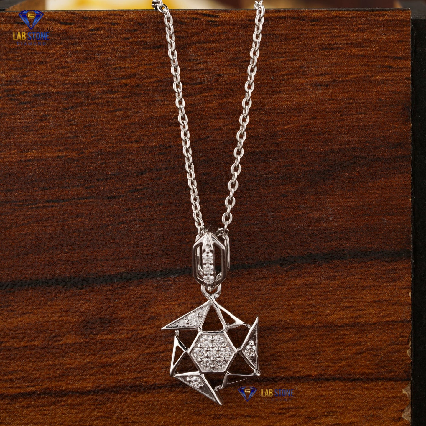 0.134 TDW Round Cut Diamond Custom Pendant with Chain