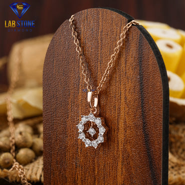 0.16 TDW Round Cut Diamond Custom Pendant with Chain