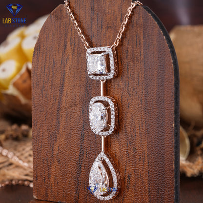 4.39 TDW Round, Pear, Oval & Princess Cut Diamond Custom Pendant with Chain