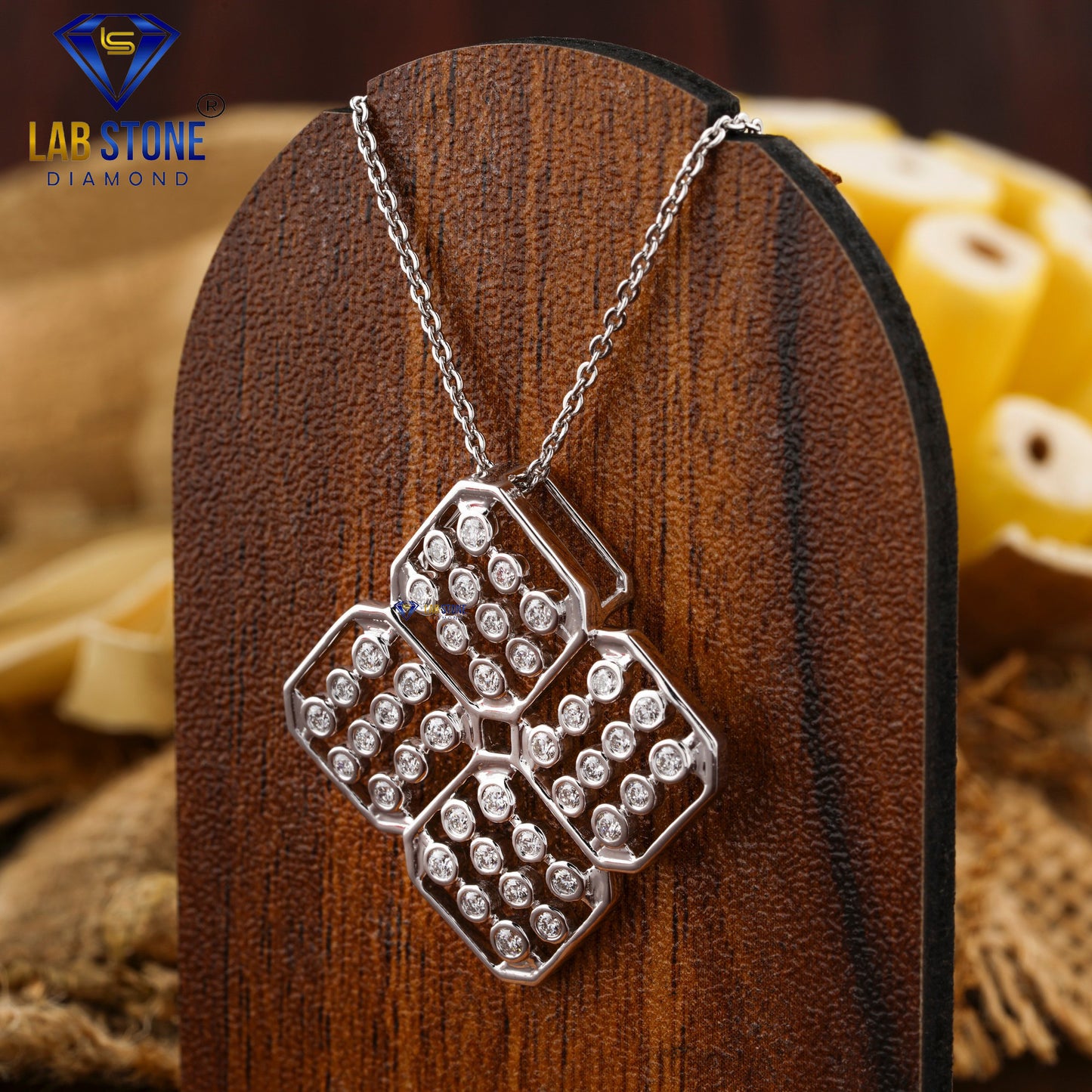 0.49 TDW Round Cut Diamond Custom Pendant with Chain