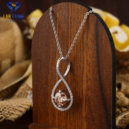 1.23 TDW Pink Round Diamond Custom Pendant with Chain