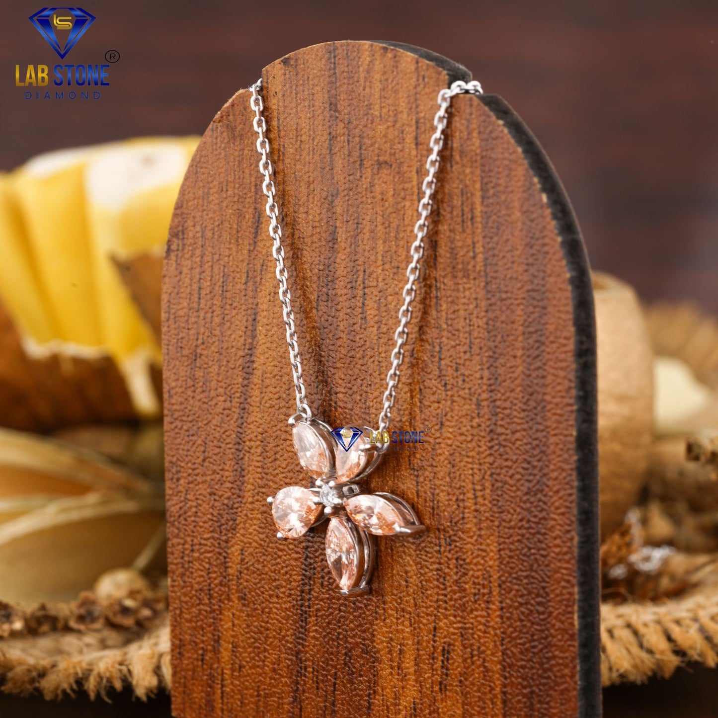 1.36 TDW Round Cut & Fancy Pink Pear & Marquise Diamond Custom Pendant with Chain