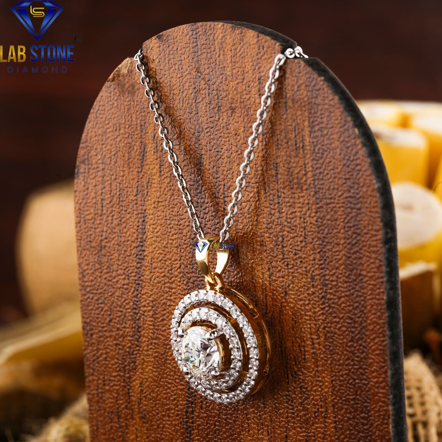 1.45 TDW Round Cut Diamond Pendant with Chain