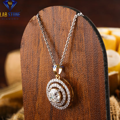 1.45 TDW Round Cut Diamond Pendant with Chain